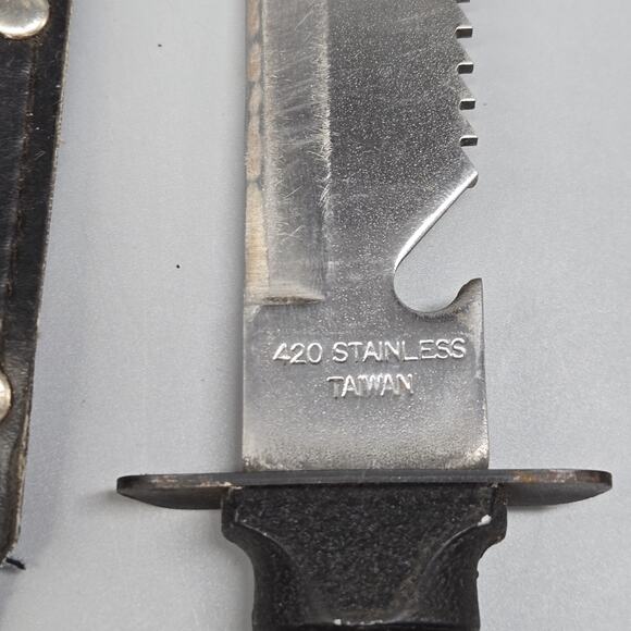 Lot Of 3 Knives Survival Hunting Knife Taiwan W/ Compass Sheath 420 Stainless - Picture 4 of 10